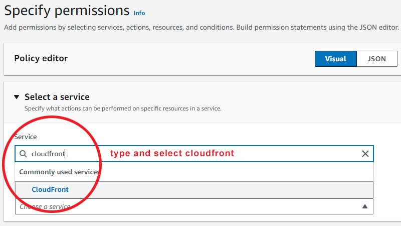 type in and select CloudFront service